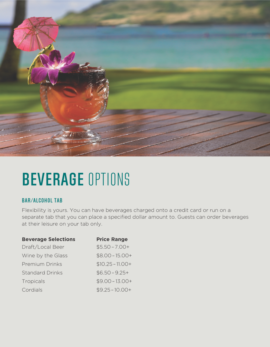 beverage menu for events