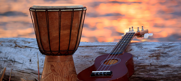 Hand drum and ukulele