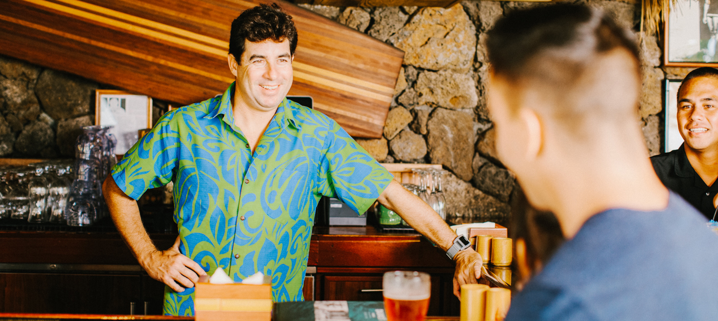 Bartender smiling at guest